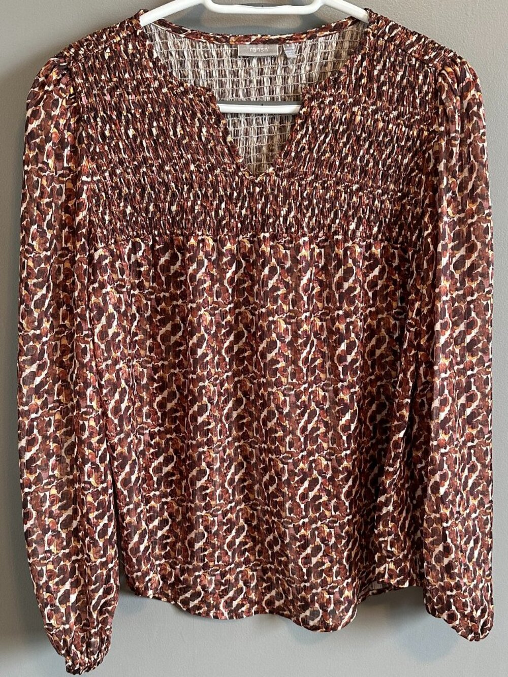 Fransa sz S Long sleeve pleated semi-sheer blouse like new